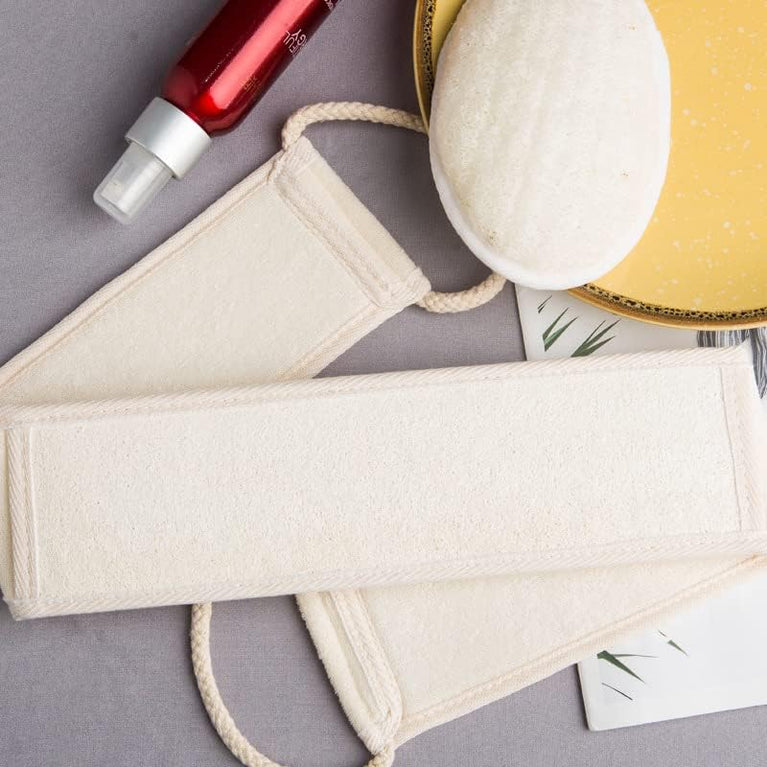 Exfoliating Loofah Back Scrubber for Shower, Long Handled Bath Brush with Dual Scrubbing Straps