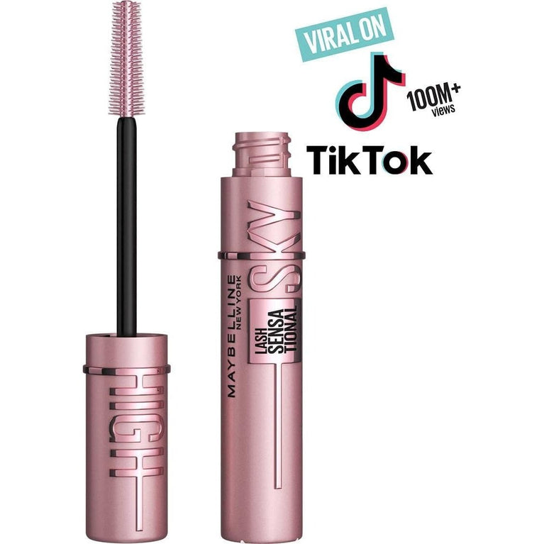 Maybelline New York Sky High Volume & Lengthening Mascara, 7.2ml, Black - Nourishing, Flake-Free, Infused with Bamboo Extract & Fibres