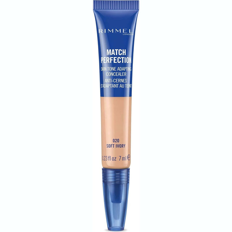 Rimmel London 020 Soft Ivory Blendable Liquid Concealer for Perfect Complexion Match, Light Coverage, 7 ml