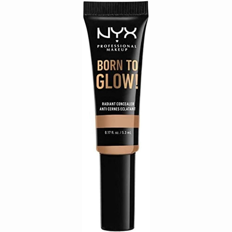NYX Professional Makeup Born to Glow Vegan Concealer, Medium Olive Shade, Reduces Under Eye Circles, Ideal for Highlight and Contour, with Iridescent Finish