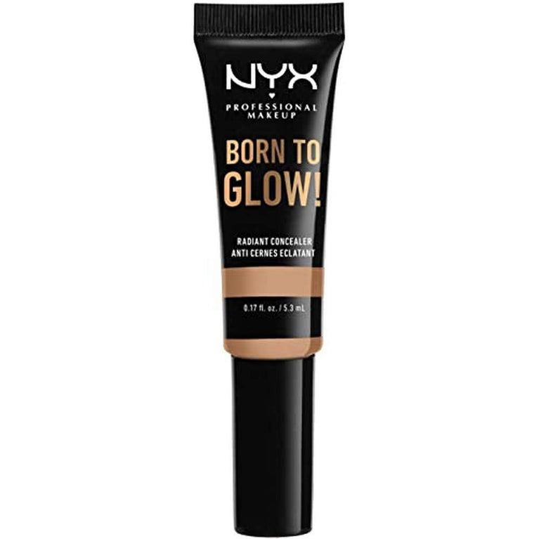 NYX Professional Makeup Born to Glow Vegan Concealer, Medium Olive Shade, Reduces Under Eye Circles, Ideal for Highlight and Contour, with Iridescent Finish
