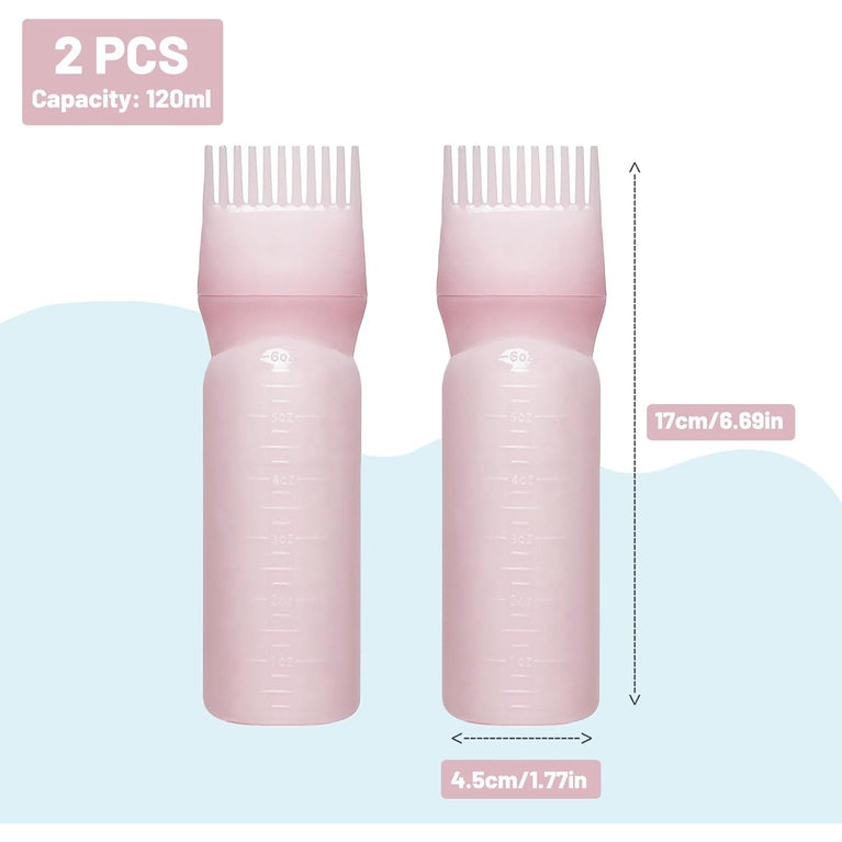 Hair Dye and Oil Applicator Bottle Set - Pink