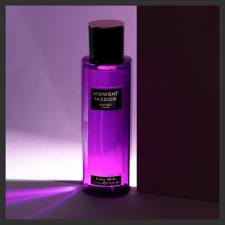 AOURA LONDON Womens Body Mist Gift Set: Love Rush, Midnight Passion, Pretty Woman, & Paradise Bliss (4x60ml)