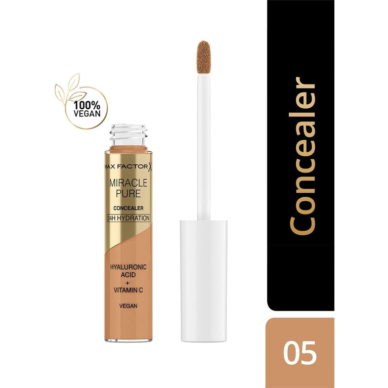 Max Factor Miracle Skin-Enhancing Concealer with Hydrating Hyaluronic Acid and Vitamin C, Shade 05 - Environmentally Friendly and Long-Lasting Coverage