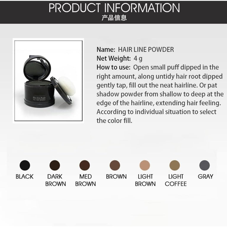 Hairline Powder, Hair Root Dye, Instantly Hair Color Shadow Cover Gray Hair Root, Hair Touch-Up, Thin Hair Powder 4g