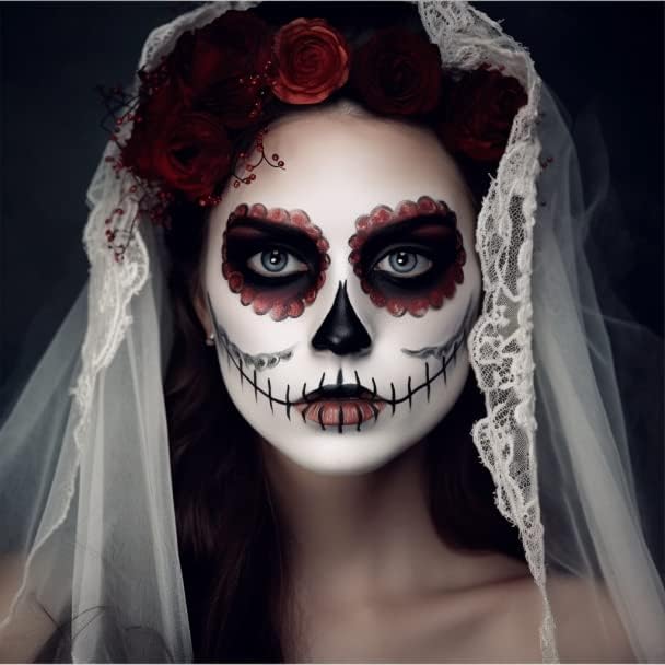 BOBISUKA Professional Halloween SFX Cosplay Makeup Kit - Non-Toxic Black & White Face and Body Paint, Full Coverage Long-Lasting FX Makeup for Themed Party and Stage Effects