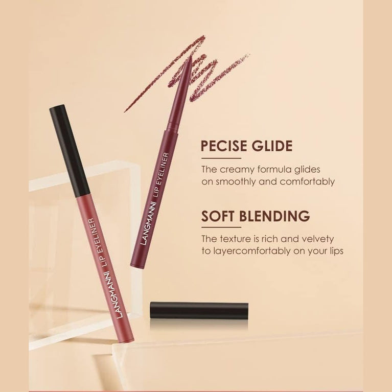 24-Hour Stay On Matte Liquid Lipstick and Lip Liner Set - Waterproof, Non-Fade, Non-Stick Cup, Velvety Nude, Pack of 6 (Set C)- Perfect Makeup Gift Set