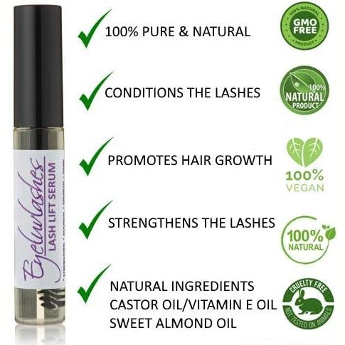 Vegan Eyelash and Brow Enhancer Serum 10ml - Infused with Nourishing Castor, Sweet Almond, & Vitamin E Oils for Lash Lift and Brow Lamination Aftercare Eyeluvlashes