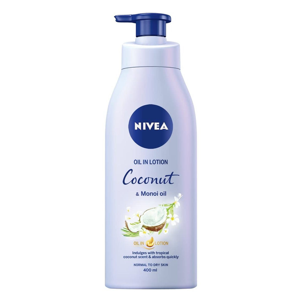NIVEA Coconut & Monoi Oil In Lotion (400ml), Replenishing Body Lotion with Tropical Coconut Scent & Powerful Monoi Oil, Moisturizing Cream