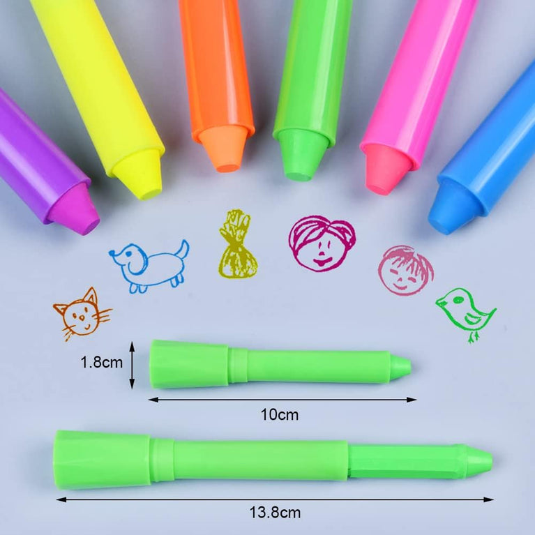 AOOWU Fluorescent Neon Face Paint Crayons Set, 6 Dazzling Colors, Easy-to-Use, Non-Toxic, Safe for Kids & Adults, Perfect for Halloween, Cosplay, Parties - Experience the Brightest Glow under UV Light!