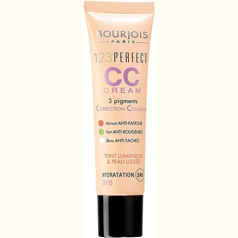 Bourjois 123 Perfect Colour Correcting CC Cream in 33 Rose Beige (3ml) - Anti-Shine Hydration with SPF 10 Protection and 16-Hour Semi-Matte Finish