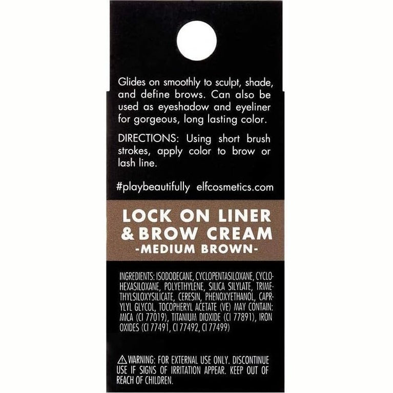 e.l.f. Multi-Purpose Brow Cream and Eyeliner, Medium Brown, 0.19 Oz (5g) - Sculpt, Shape and Define with Long-Lasting Matte Finish