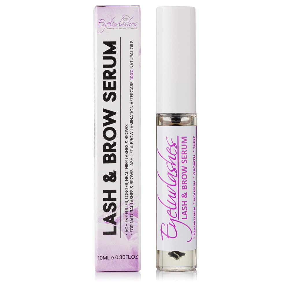 Vegan Eyeluvlashes Nourishing Serum for Lash Growth and Brow Lamination Aftercare - 10ml Bottle with 100% Natural Oils (Castor, Sweet Almond, Vitamin E) - Ideal for Client Retail