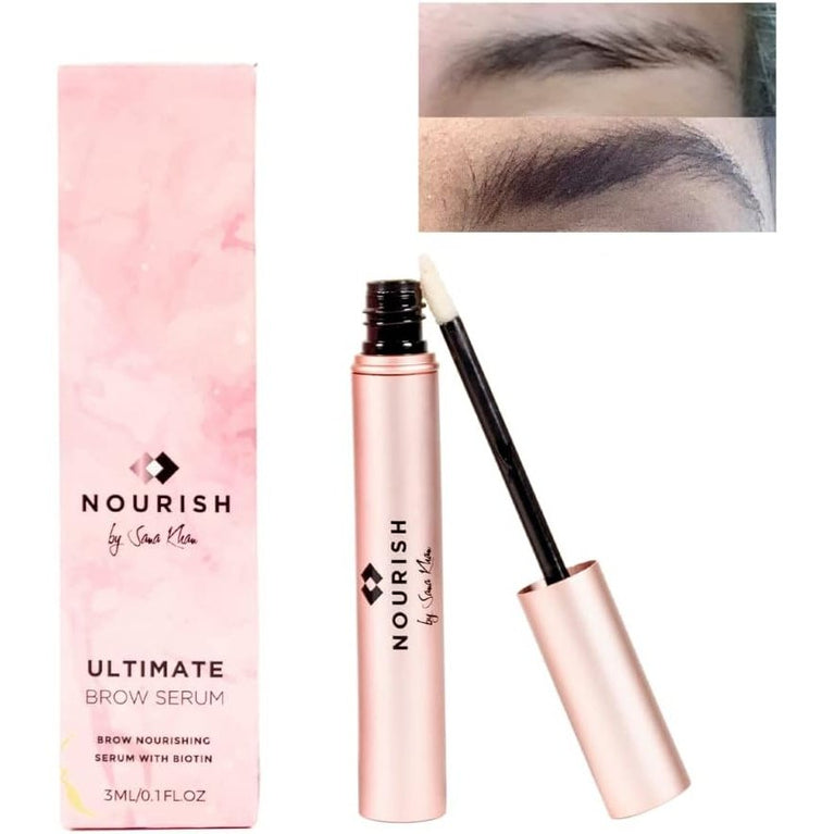 NourishbySK Biotin-Infused Eyelash and Eyebrow Growth Serum - Vegan Formula for Rapid Brow and Lash Enhancement, 100% Natural Ingredients
