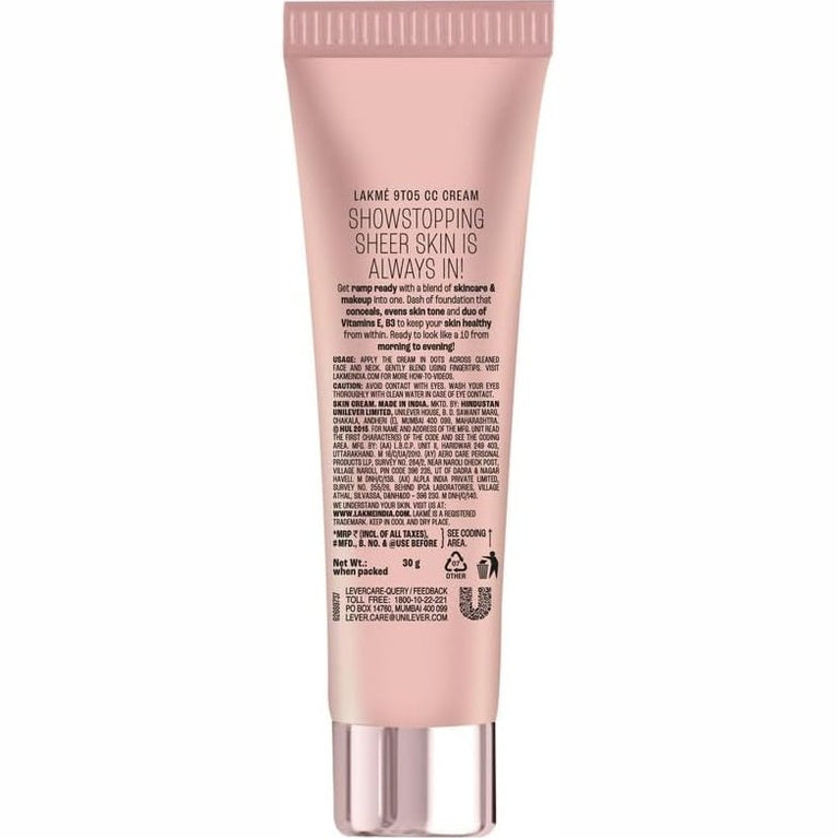 Lakme 9 To 5 SPF 30 Bronze CC Cream - Dark Spot Concealer and Skin Nourisher, 30g