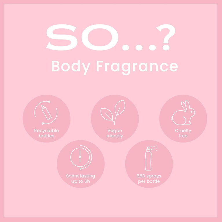 So...? Iconic Body Fragrance Spray Bundle 75ml (Pack of 6)
Embrace Confidence and Elegance: So...? Iconic Body Fragrance Spray Collection