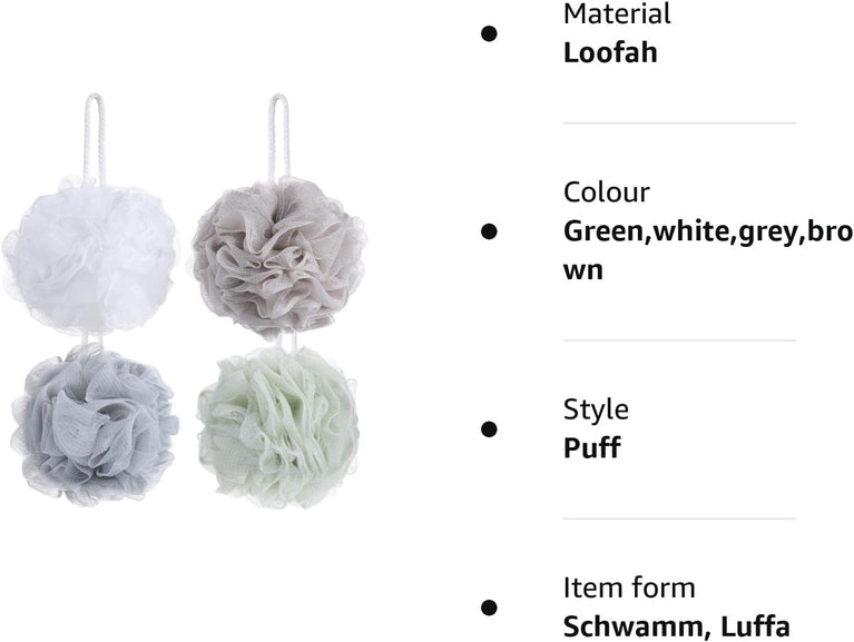 Tbestmax 4 Pack Mesh Pouf Bath Sponge - Gentle Exfoliating Shower Balls
