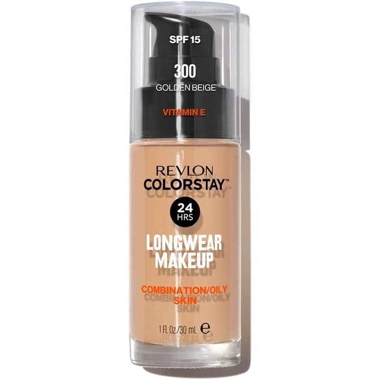 Revlon Colorstay SPF 15 Liquid Makeup for Oily/Combination Skin, Medium-Full Coverage with Matte Finish, Golden Beige (300), 30 ml