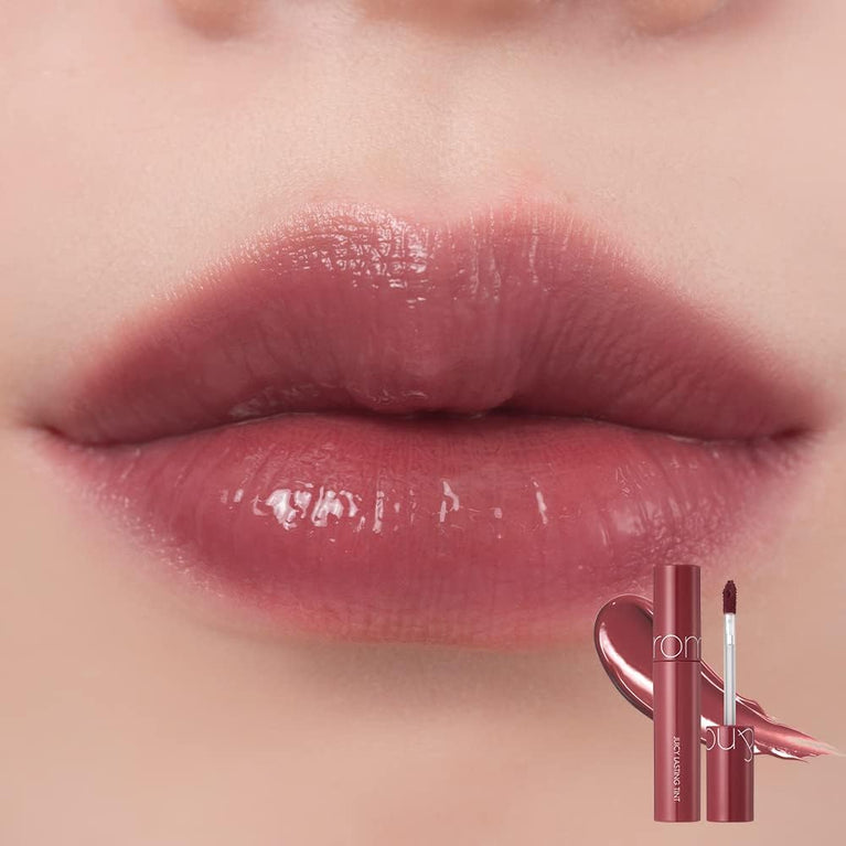 Rom&nd Peachy Glow Lasting Tint | K-Beauty Lip Gloss | 5.5g / 0.2 oz (18 MULLED PEACH) | MLBB, Transparent & Fresh Makeup