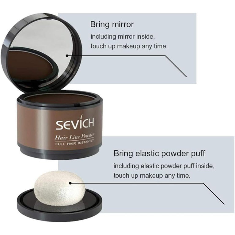 Instantly Hairline Shadow - SEVICH Hairline Powder, Quick Cover Grey Hair Root Concealer, Eyebrows & Beard Line, Hair Root Touch Up for Thinning Grey Hairline, Windproof&Sweatproof, Dark Brown