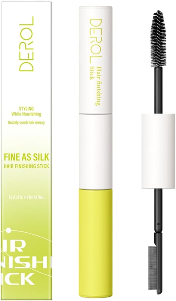 Double Head Hair Finishing Stick, Hair Mascara Brush Head & Comb Shaped Head Wax Stick, Flyaway Non-greasy Men Women Bangs Styling Products (ColorC 1pack)