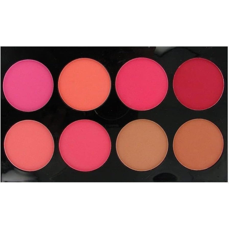 8-Shade Pressed Powder Blush and Contour Kit with LyDia® Angled Makeup Brush for Flawless Face Application