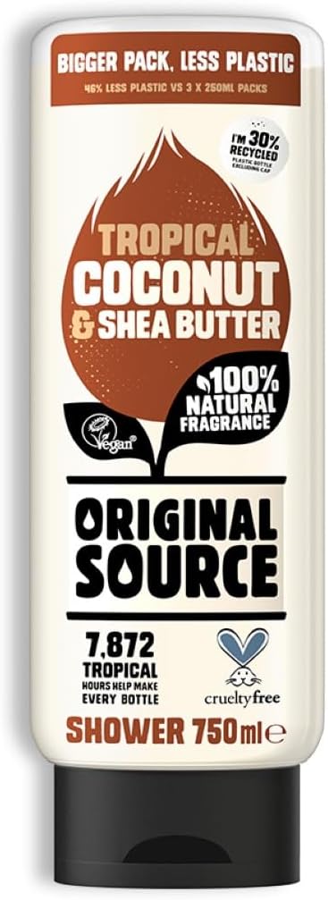 Coconut and Shea Butter Shower Gel with 100% Natural Fragrance - 750ml Bottle