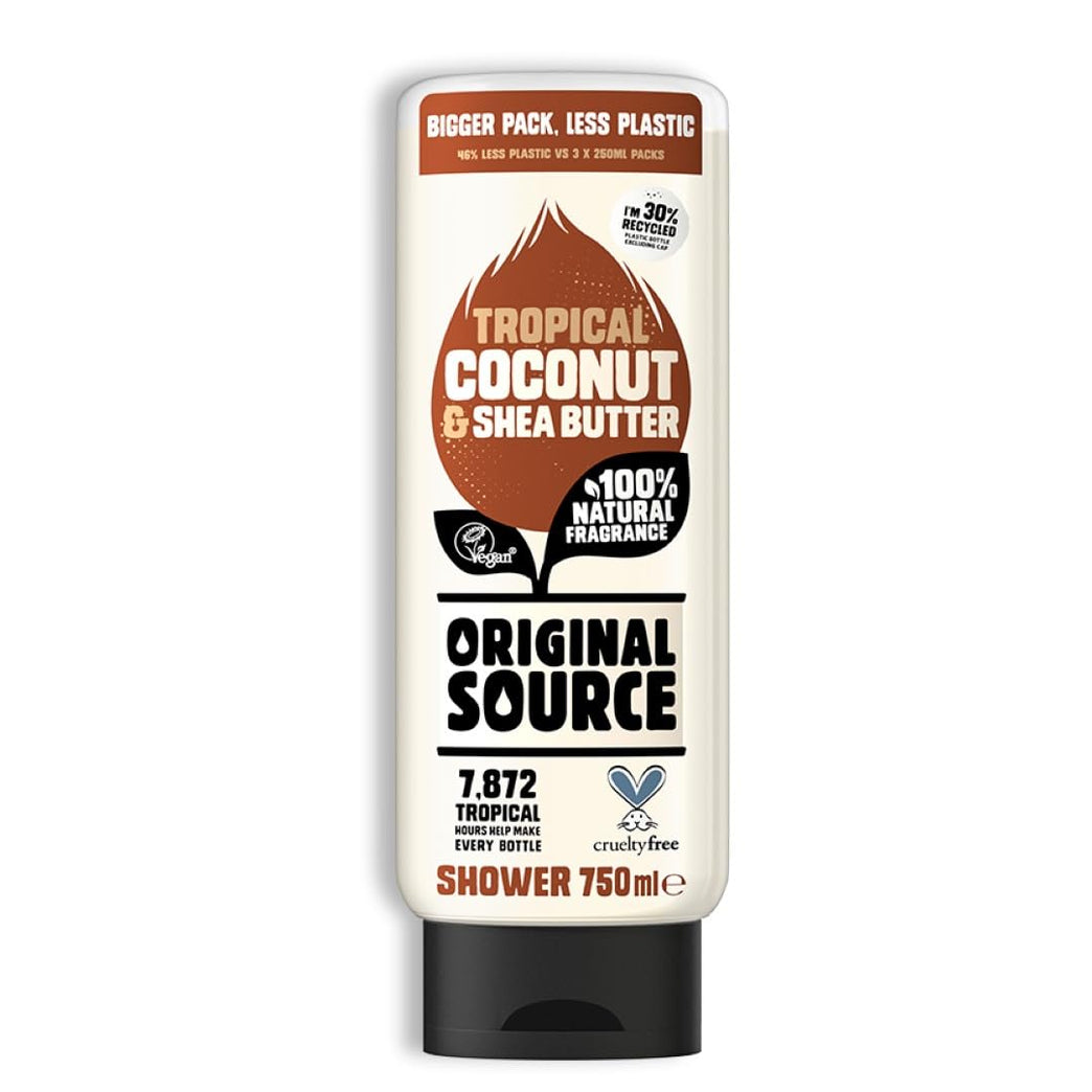 Coconut and Shea Butter Shower Gel with 100% Natural Fragrance - 750ml Bottle