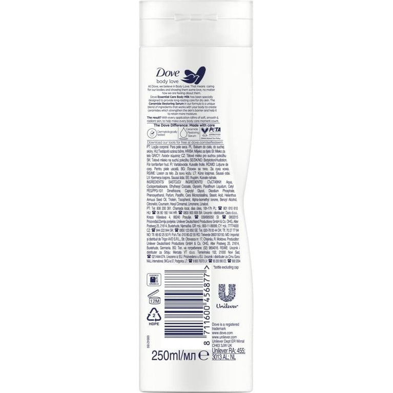Dove Essential Nourishment Body Lotion, 250 ml - Luxurious Skin Hydration
