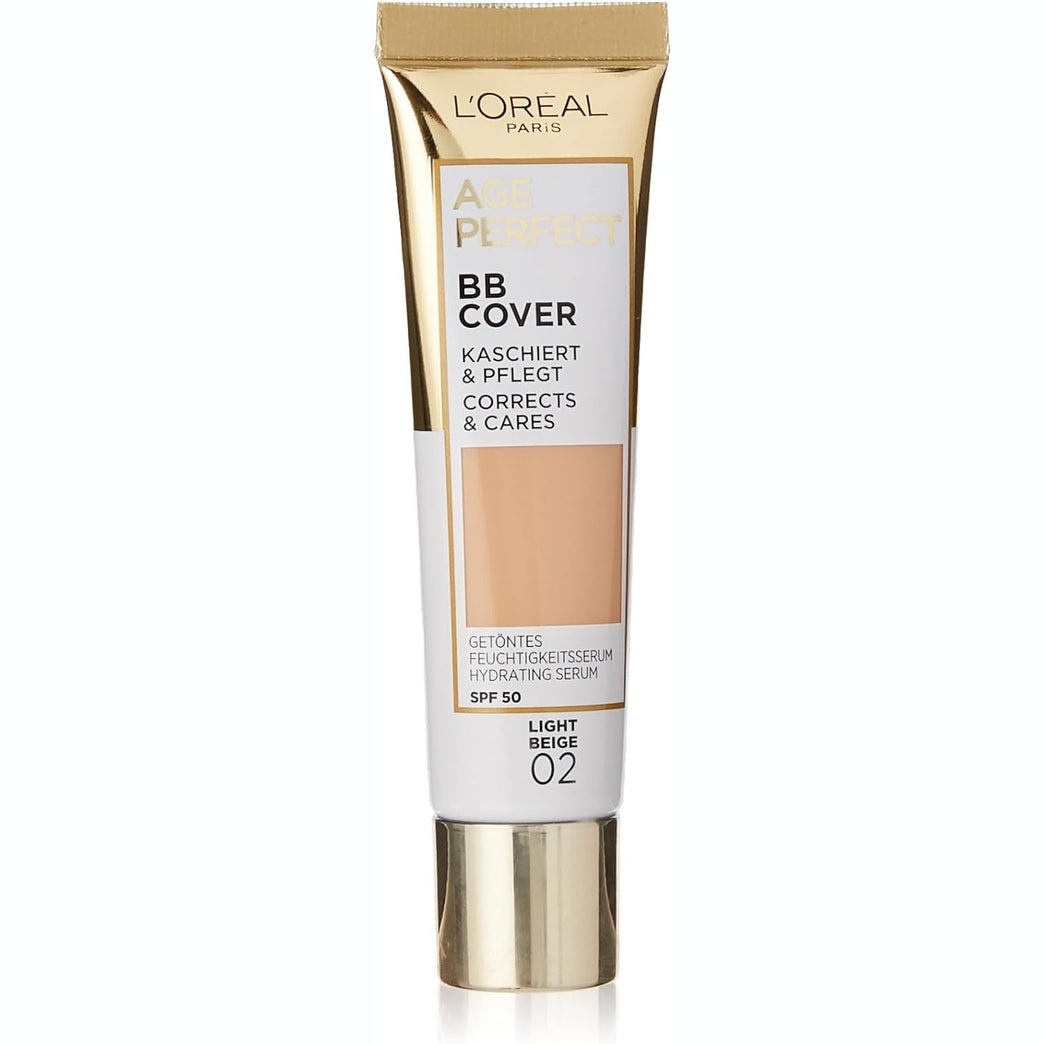 L'Oréal Paris Age Perfect Nourishing BB Cream 02 Light Beige, with Hydrating Serum, Vitamin B3 Infusion and High Protection SPF 50