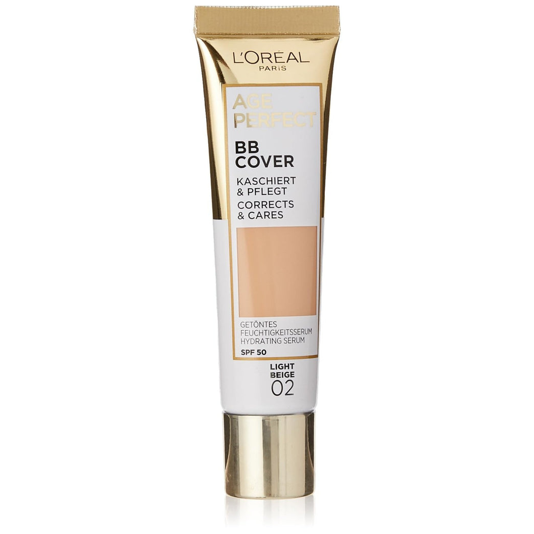 L'Oréal Paris Age Perfect Nourishing BB Cream 02 Light Beige, with Hydrating Serum, Vitamin B3 Infusion and High Protection SPF 50