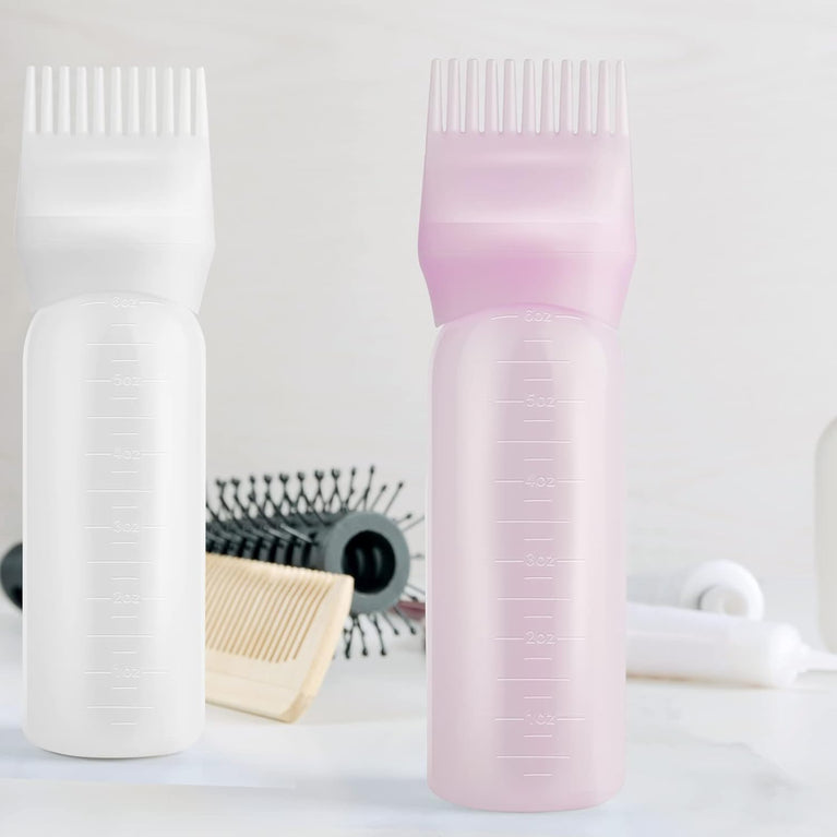 Hair Dye Applicator Brush 3 Pack with Comb Head and Graduated Scale (Pink+White+Purple)
