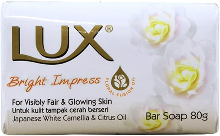 Lux Bright Impress Soap Bar 80g (12-Pack) with Japanese White Camellia and Citrus Oil