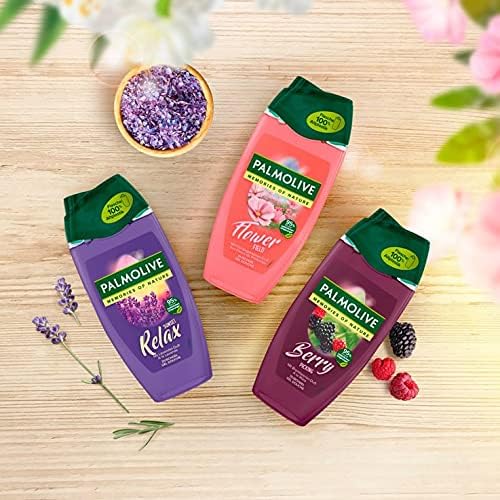 Pampering Shower Gel Set: Flower Field, Relax & Berry Picking - 3 x 250 ml Bottles with Beauty Tips