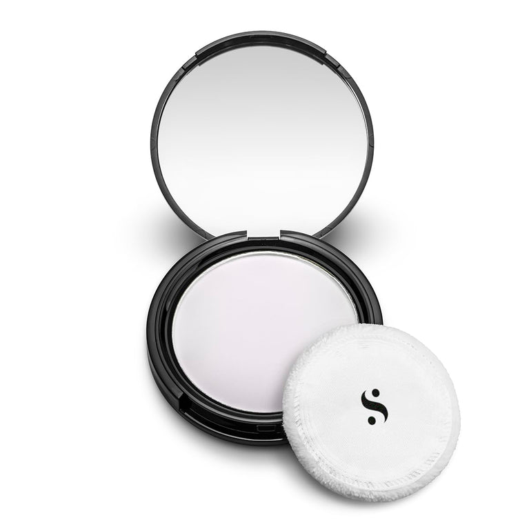 Travel-friendly Full Coverage Pressed Powder Compact with Built-in Mirror and Applicator