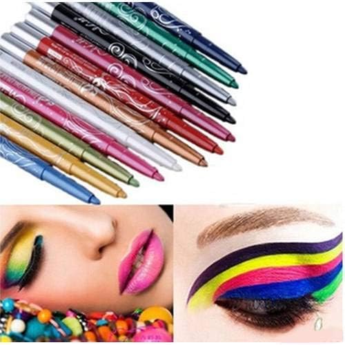 Chargenyang Vibrant 12-Piece Eyeliner, Eyebrow, and Lip Liner Makeup Set - Waterproof Cosmetic Kit