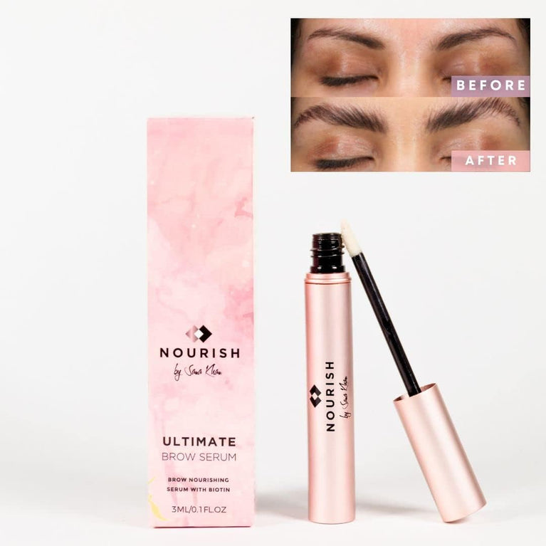 NourishbySK Biotin-Infused Eyelash and Eyebrow Growth Serum - Vegan Formula for Rapid Brow and Lash Enhancement, 100% Natural Ingredients