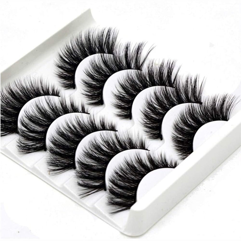 Elocoise Handmade 3D Faux Eyelashes, 5 Pair Set, Long and Reusable, Ideal for Eye Makeup and Various Occasions - 3D-52