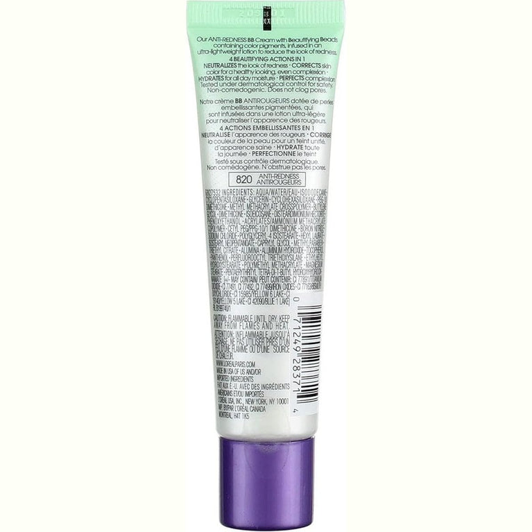 L'Oreal Paris Miracle Skin Perfector Anti-Redness BB Cream - Hydrating Skin Color Corrector
