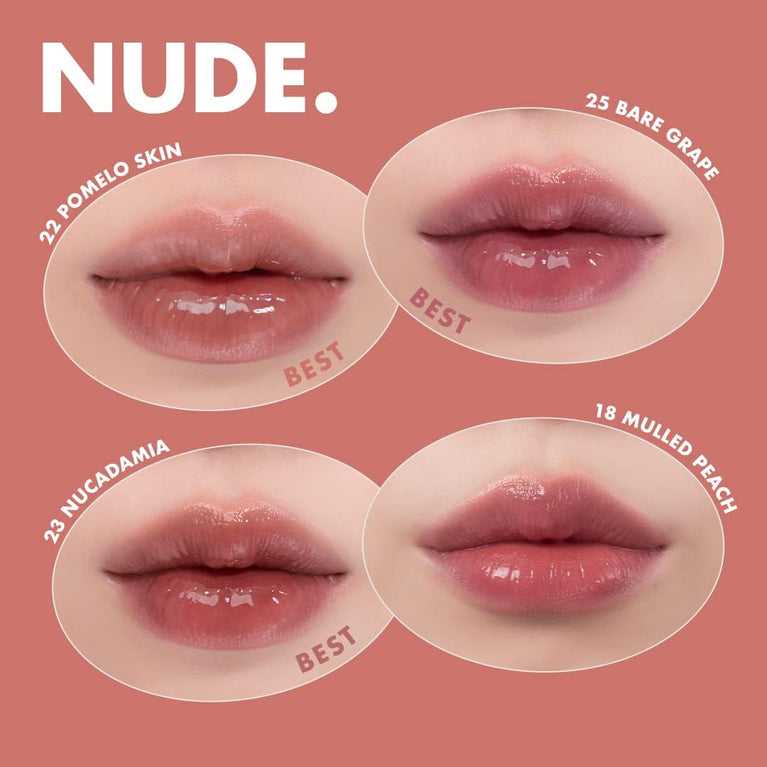 Rom&nd Peachy Glow Lasting Tint | K-Beauty Lip Gloss | 5.5g / 0.2 oz (18 MULLED PEACH) | MLBB, Transparent & Fresh Makeup