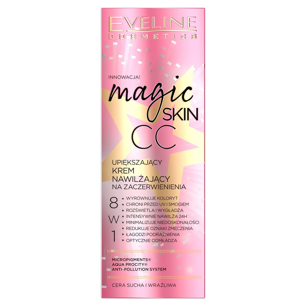 Eveline Cosmetics Magic Skin 8-in-1 Anti-Redness CC Cream with UV Protection and Long-Lasting Hydration, 50ml