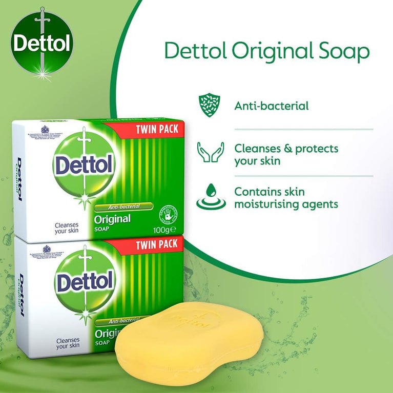 Dettol Original Bar Soap, 2 Bars (200g each)