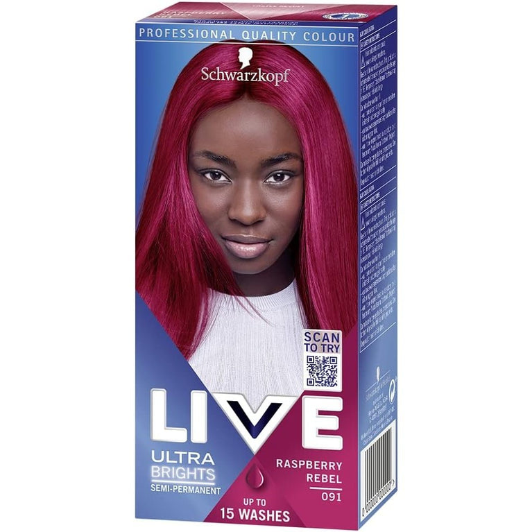 Live Ultra Brights Or Pastels, Vibrant Semi Permanent Pink Hair Dye, 91 Raspberry Rebel, 1 Count (Pack of 1)