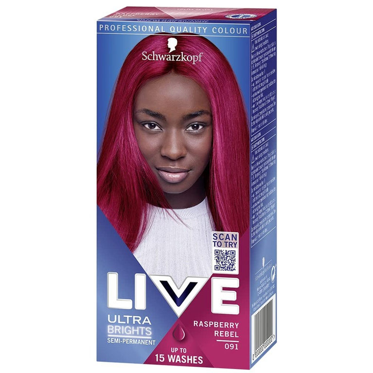 Live Ultra Brights Or Pastels, Vibrant Semi Permanent Pink Hair Dye, 91 Raspberry Rebel, 1 Count (Pack of 1)