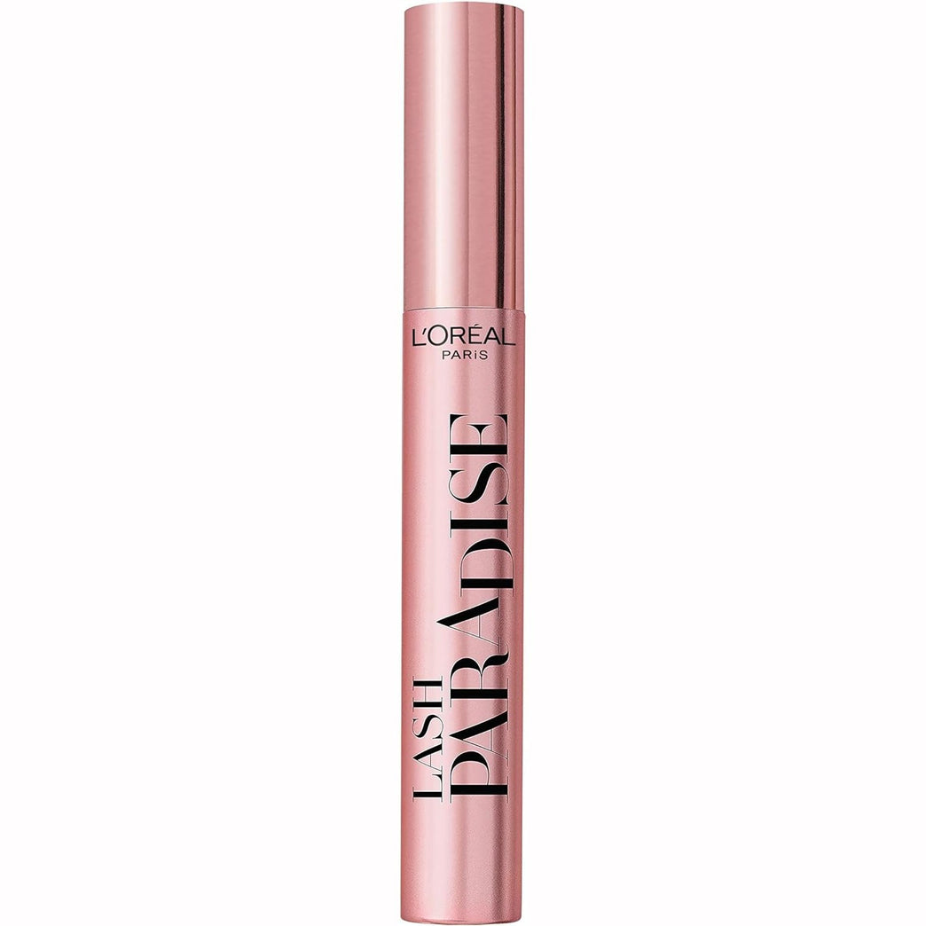 L'Oréal Paris Lash Paradise Intense Volume and Length Mascara, Infused with Nourishing Castor and Rose Oils, Suitable for Sensitive Eyes, Soft Fibre Brush for Flake-Free Application, Spectacular Black