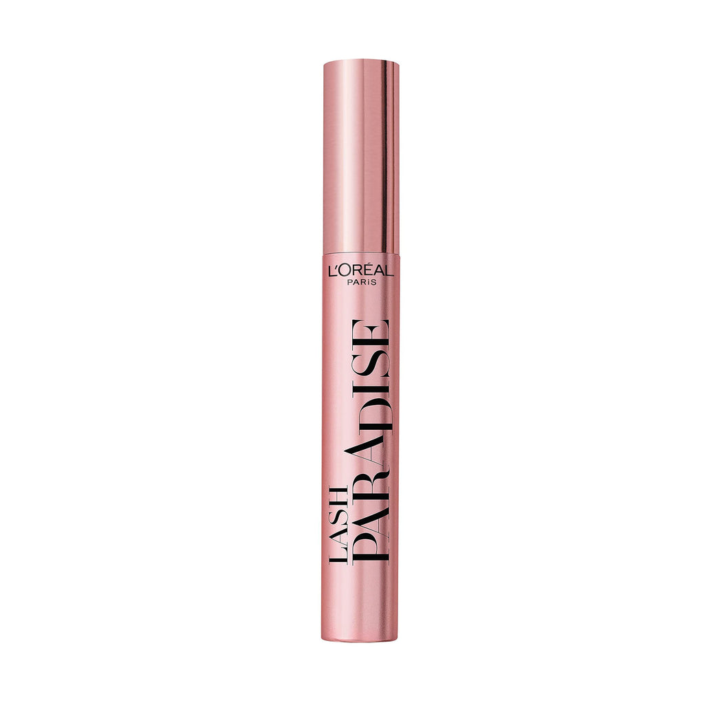 L'Oréal Paris Lash Paradise Intense Volume and Length Mascara, Infused with Nourishing Castor and Rose Oils, Suitable for Sensitive Eyes, Soft Fibre Brush for Flake-Free Application, Spectacular Black