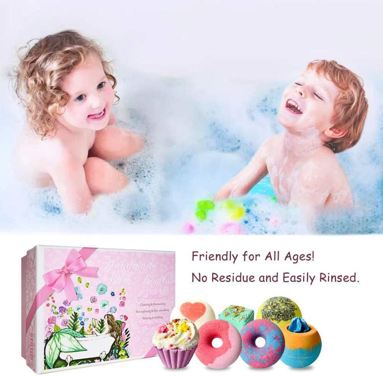 Gift Set: STNTUS INNOVATIONS 7 Natural Bath Bombs for Women, Spa Bubble Fizzies - Perfect for Christmas, Valentine's Day, Birthdays, and More