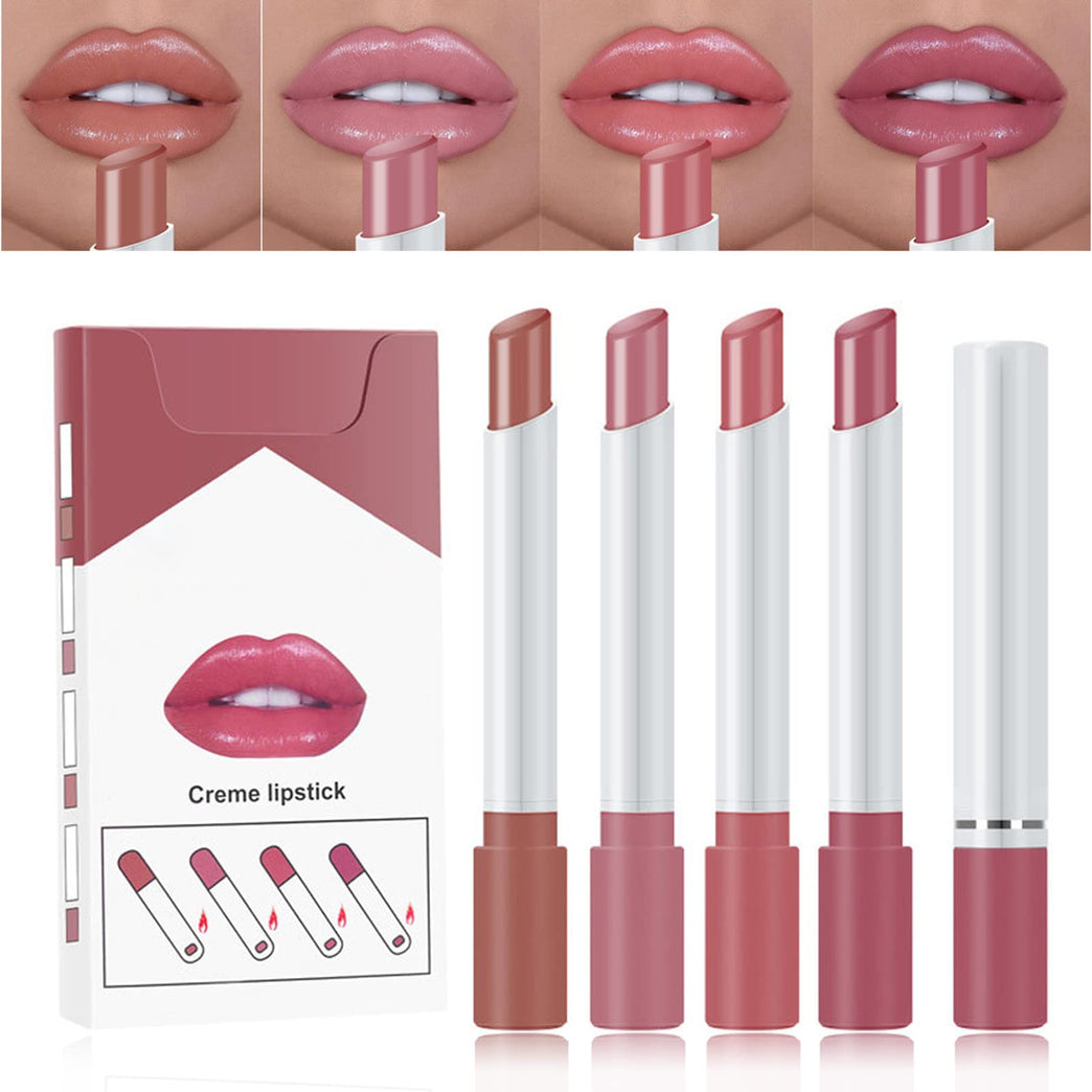 Long-Lasting Matte Lip Gloss Set - 4 Pcs High Pigment Waterproof Liquid Lipsticks, Nude Shades for All Occasions, Perfect Makeup Gift Set for Women