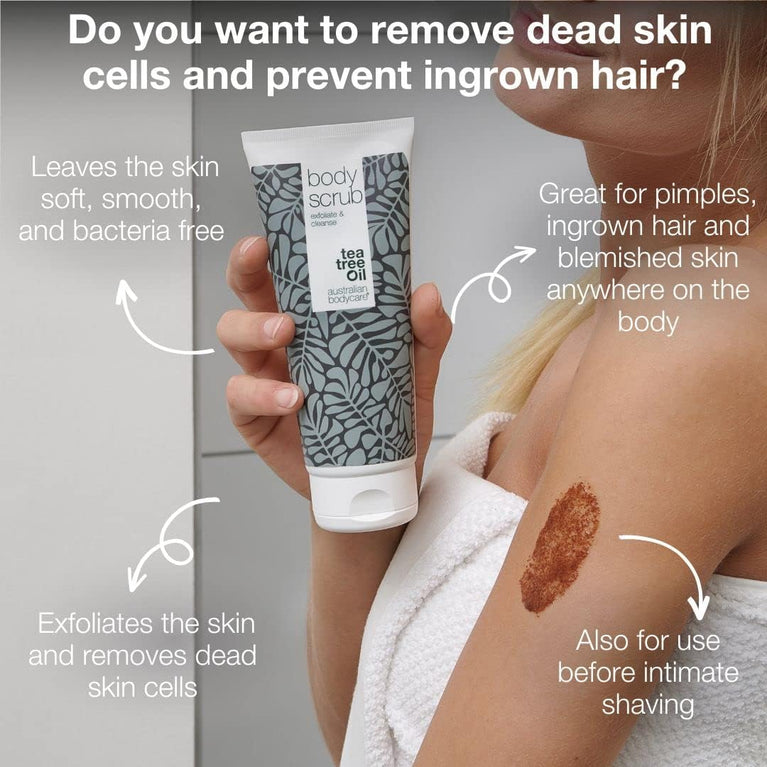 Australian Bodycare Body Scrub for Women & Men 200 ml | Tea Tree Oil Body Scrub Exfoliator | Foot Scrub for Hard Skin | for Pimples on The Back & Body | with Australian Tea Tree Oil