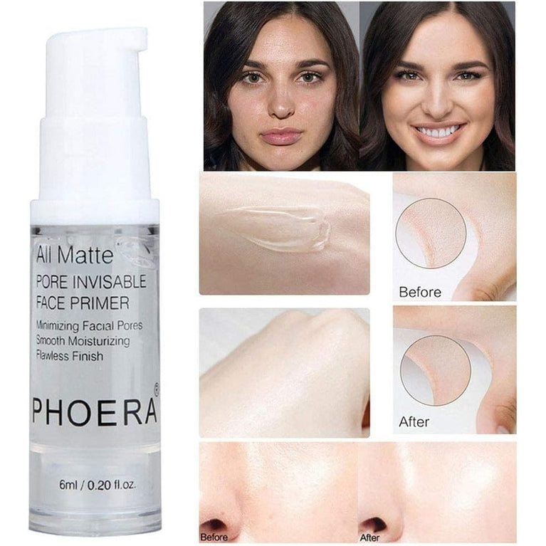 PHOERA 2Pcs All-Day Hydrating Makeup Primer with Matte Finish for Flawless Coverage